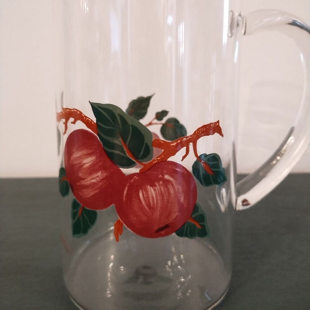 Vintage Fransciscan Apple Dinnerware Glass Juice Pitcher 8" Tall Blown Glass - Picture 3 of 9